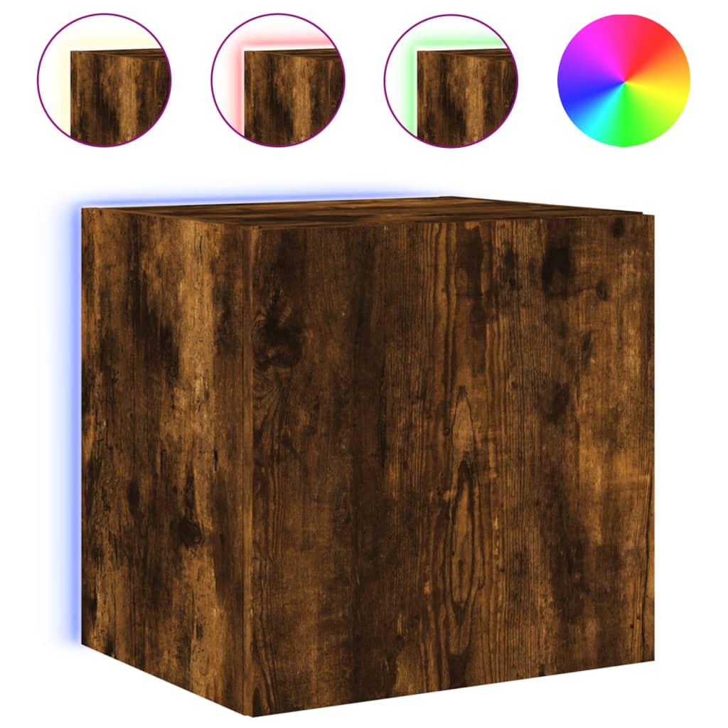 Tv-wandmeubel met LED-verlichting 40,5x35x40 cm gerookt eiken is nu te koop bij PeponiXL, paradijselijk wonen!