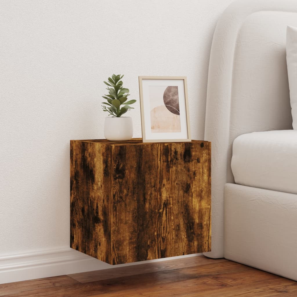Tv-wandmeubel met LED-verlichting 40,5x35x40 cm gerookt eiken is nu te koop bij PeponiXL, paradijselijk wonen!