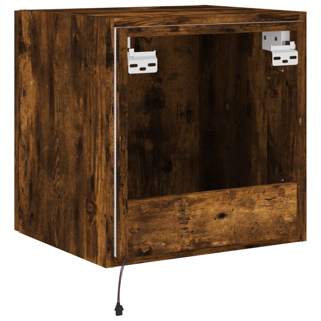 Tv-wandmeubel met LED-verlichting 40,5x35x40 cm gerookt eiken is nu te koop bij PeponiXL, paradijselijk wonen!