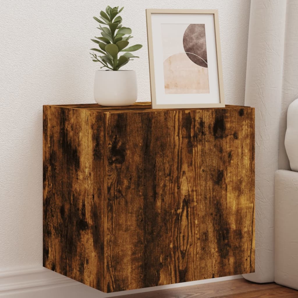 Tv-wandmeubel met LED-verlichting 40,5x35x40 cm gerookt eiken is nu te koop bij PeponiXL, paradijselijk wonen!