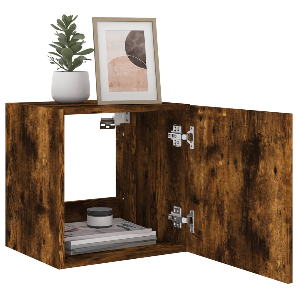 Tv-wandmeubelen met LED 2 st 40,5x35x40 cm gerookt eikenkleurig is nu te koop bij PeponiXL, paradijselijk wonen!