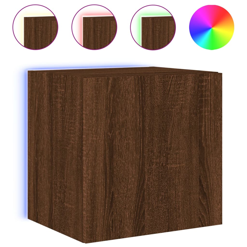 Tv-wandmeubel met LED-verlichting 40,5x35x40 cm bruineikenkleur is nu te koop bij PeponiXL, paradijselijk wonen!