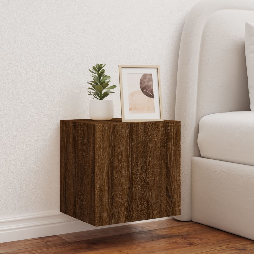 Tv-wandmeubel met LED-verlichting 40,5x35x40 cm bruineikenkleur is nu te koop bij PeponiXL, paradijselijk wonen!