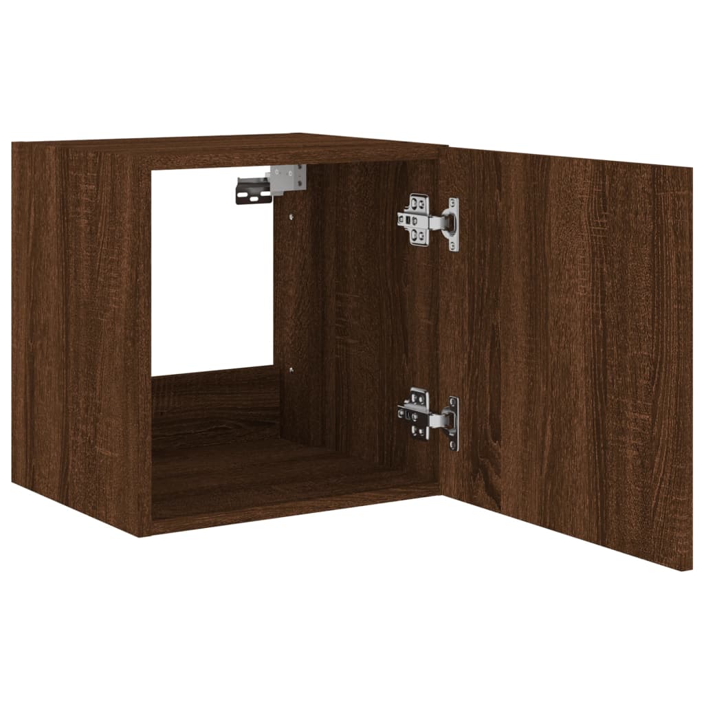 Tv-wandmeubel met LED-verlichting 40,5x35x40 cm bruineikenkleur is nu te koop bij PeponiXL, paradijselijk wonen!