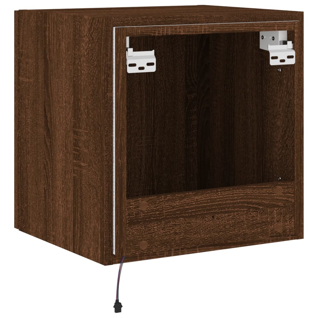 Tv-wandmeubel met LED-verlichting 40,5x35x40 cm bruineikenkleur is nu te koop bij PeponiXL, paradijselijk wonen!