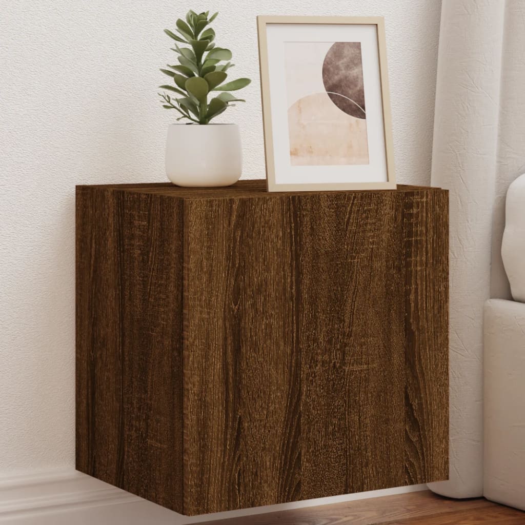 Tv-wandmeubel met LED-verlichting 40,5x35x40 cm bruineikenkleur is nu te koop bij PeponiXL, paradijselijk wonen!