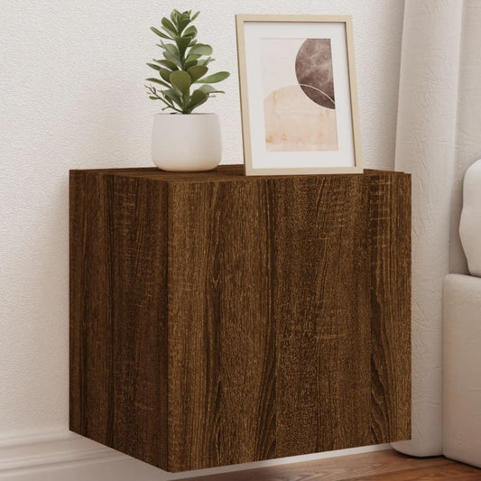 Tv-wandmeubel met LED-verlichting 40,5x35x40 cm bruineikenkleur is nu te koop bij PeponiXL, paradijselijk wonen!