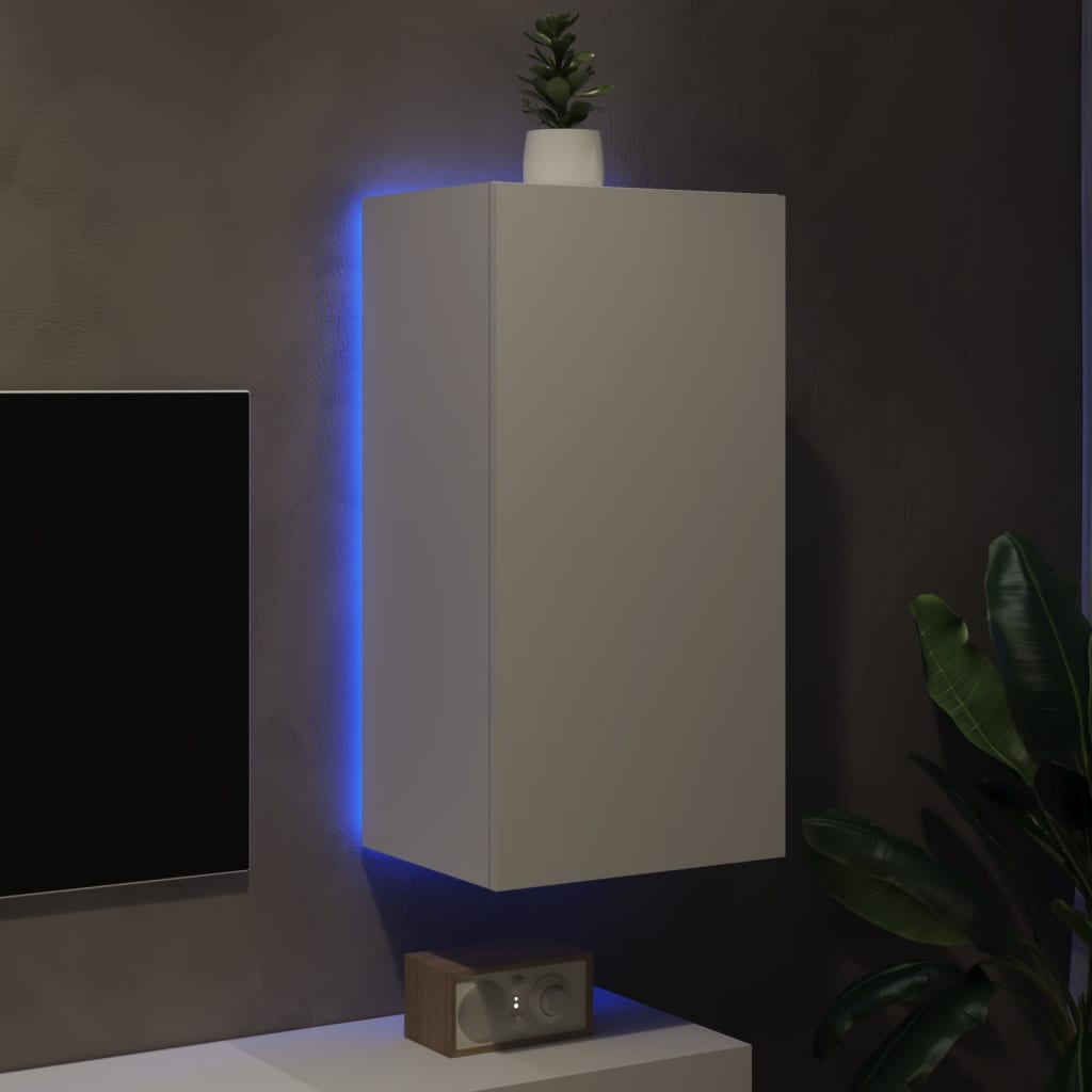 Tv-wandmeubel met LED-verlichting 40,5x35x80 cm wit is nu te koop bij PeponiXL, paradijselijk wonen!