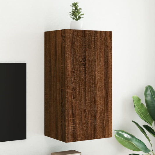 Tv-wandmeubel met LED-verlichting 40,5x35x80 cm bruineikenkleur is nu te koop bij PeponiXL, paradijselijk wonen!