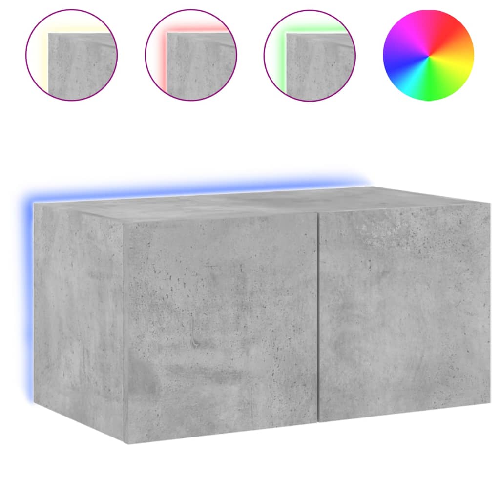 Tv-wandmeubel met LED-verlichting 60x35x31 cm betongrijs is nu te koop bij PeponiXL, paradijselijk wonen!