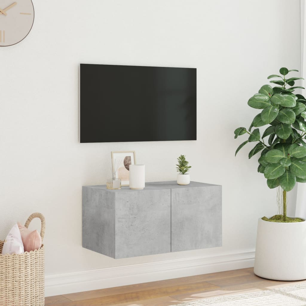Tv-wandmeubel met LED-verlichting 60x35x31 cm betongrijs is nu te koop bij PeponiXL, paradijselijk wonen!