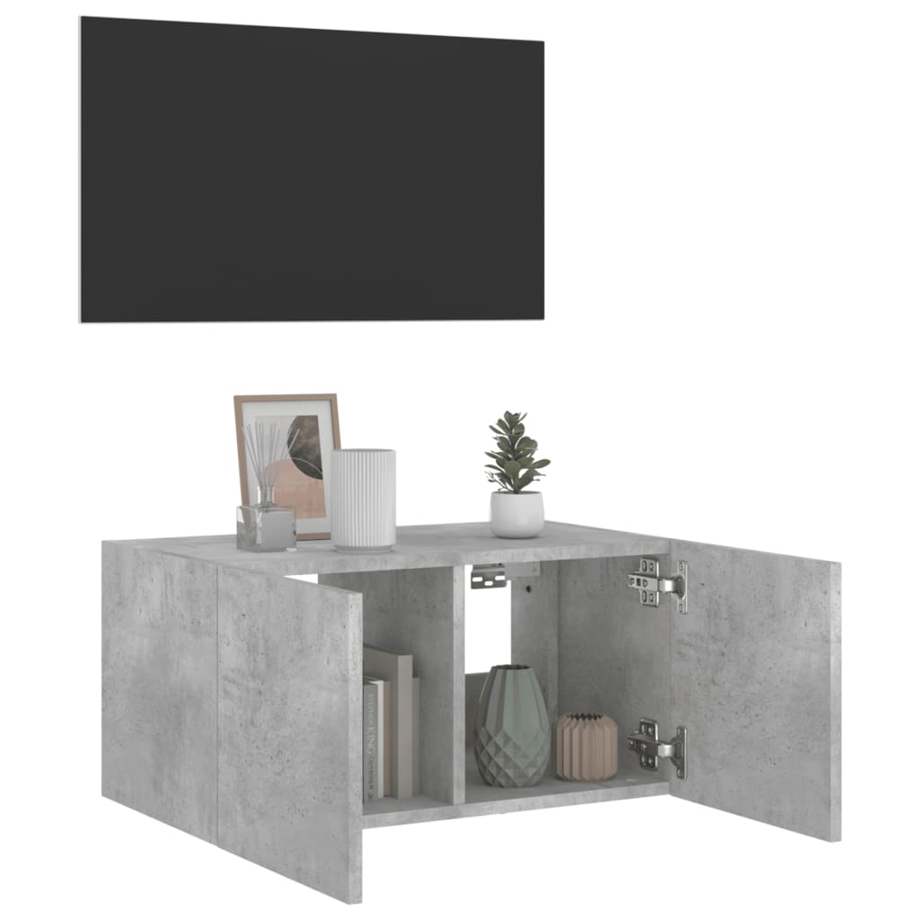 Tv-wandmeubel met LED-verlichting 60x35x31 cm betongrijs is nu te koop bij PeponiXL, paradijselijk wonen!