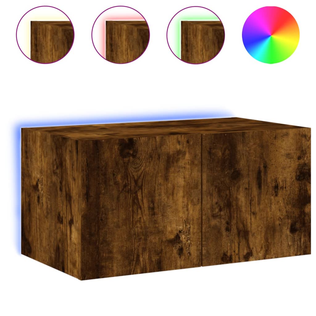 Tv-wandmeubel met LED-verlichting 60x35x31 cm gerookt eiken is nu te koop bij PeponiXL, paradijselijk wonen!