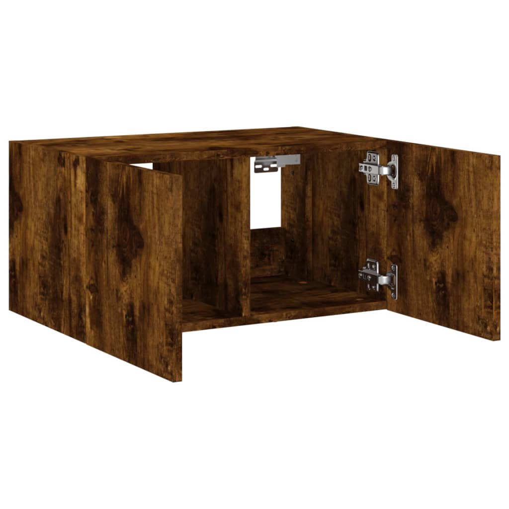 Tv-wandmeubel met LED-verlichting 60x35x31 cm gerookt eiken is nu te koop bij PeponiXL, paradijselijk wonen!
