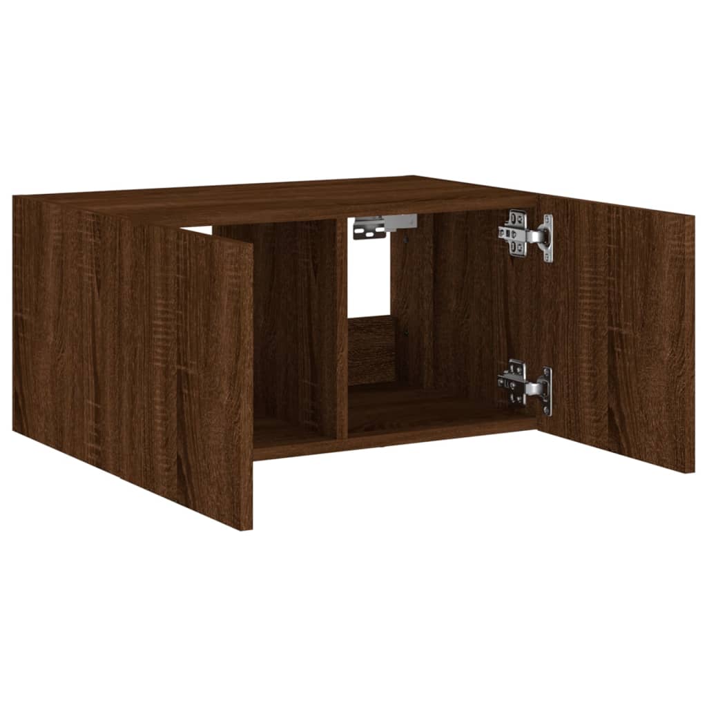 Tv-wandmeubel met LED-verlichting 60x35x31 cm bruin eikenkleur is nu te koop bij PeponiXL, paradijselijk wonen!