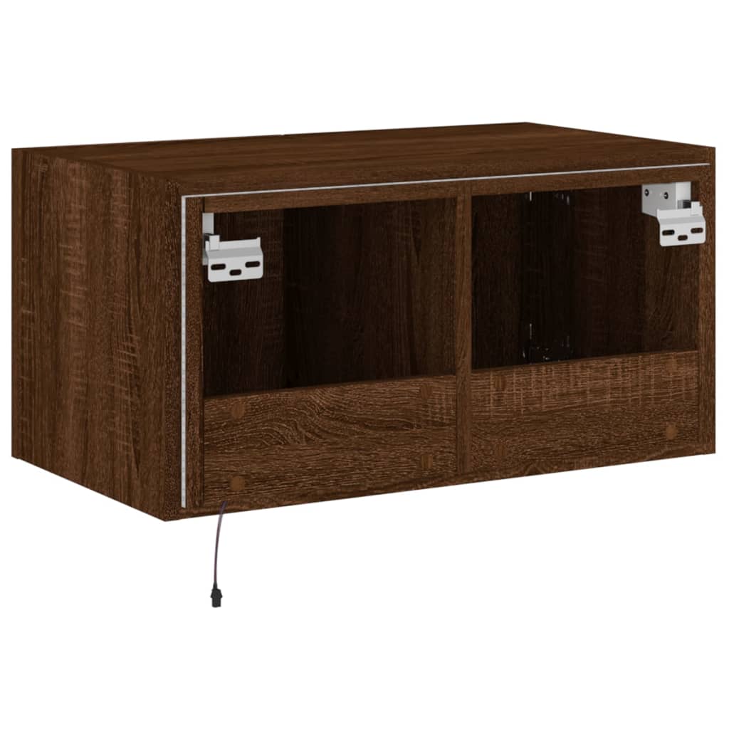 Tv-wandmeubel met LED-verlichting 60x35x31 cm bruin eikenkleur is nu te koop bij PeponiXL, paradijselijk wonen!
