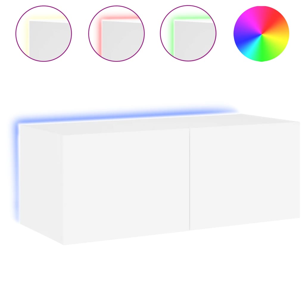 Tv-wandmeubel met LED-verlichting 80x35x31 cm wit is nu te koop bij PeponiXL, paradijselijk wonen!
