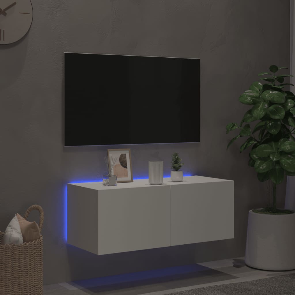 Tv-wandmeubel met LED-verlichting 80x35x31 cm wit is nu te koop bij PeponiXL, paradijselijk wonen!