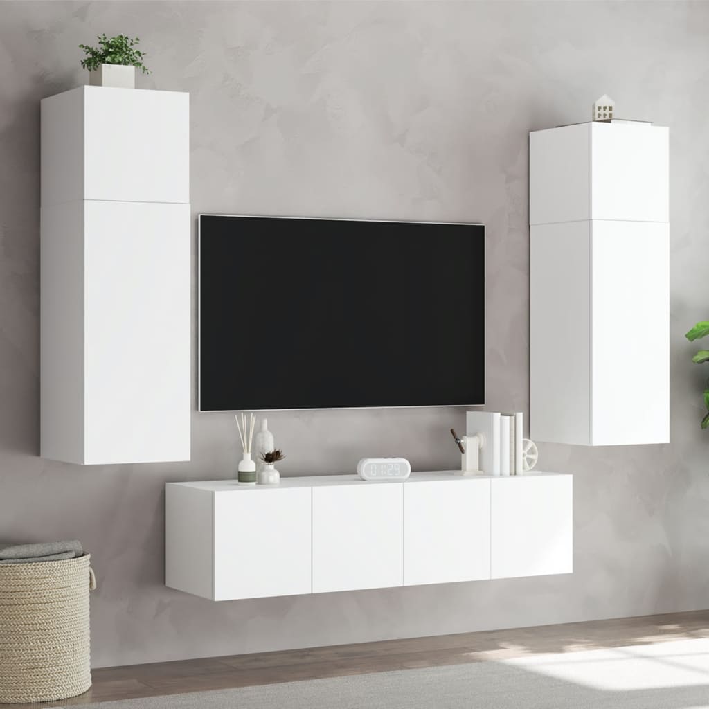 Tv-wandmeubel met LED-verlichting 80x35x31 cm wit is nu te koop bij PeponiXL, paradijselijk wonen!