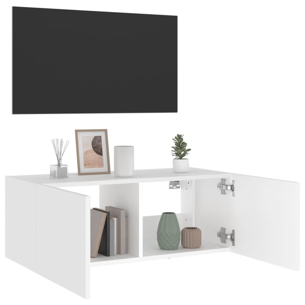 Tv-wandmeubel met LED-verlichting 80x35x31 cm wit is nu te koop bij PeponiXL, paradijselijk wonen!