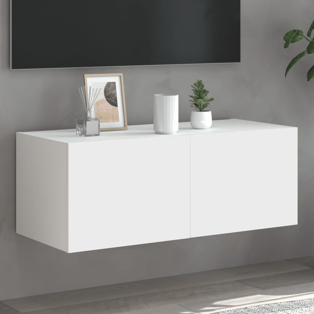 Tv-wandmeubel met LED-verlichting 80x35x31 cm wit is nu te koop bij PeponiXL, paradijselijk wonen!