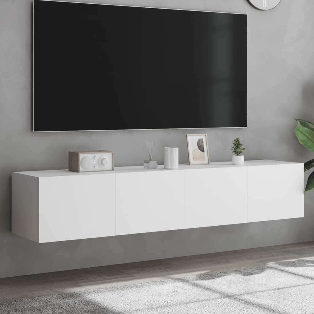 Tv-wandmeubels met LED-verlichting 2 st 80x35x31 cm wit is nu te koop bij PeponiXL, paradijselijk wonen!