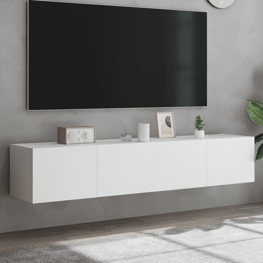 Tv-wandmeubels met LED-verlichting 2 st 80x35x31 cm wit is nu te koop bij PeponiXL, paradijselijk wonen!