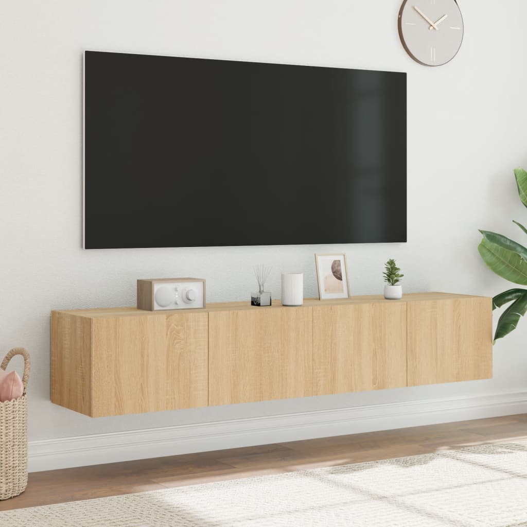 Tv-wandmeubels met LED 2 st 80x35x31 cm sonoma eikenkleurig is nu te koop bij PeponiXL, paradijselijk wonen!