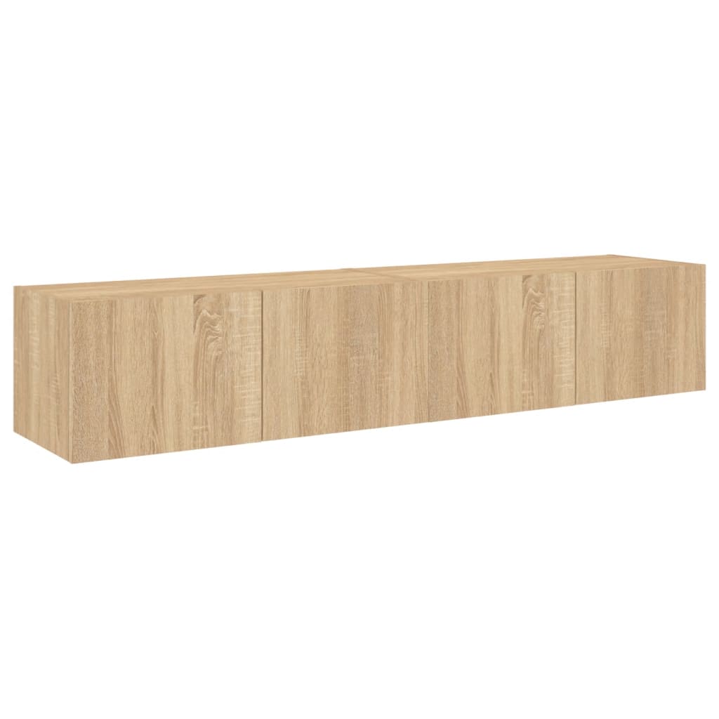 Tv-wandmeubels met LED 2 st 80x35x31 cm sonoma eikenkleurig is nu te koop bij PeponiXL, paradijselijk wonen!