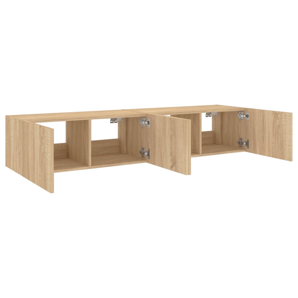 Tv-wandmeubels met LED 2 st 80x35x31 cm sonoma eikenkleurig is nu te koop bij PeponiXL, paradijselijk wonen!