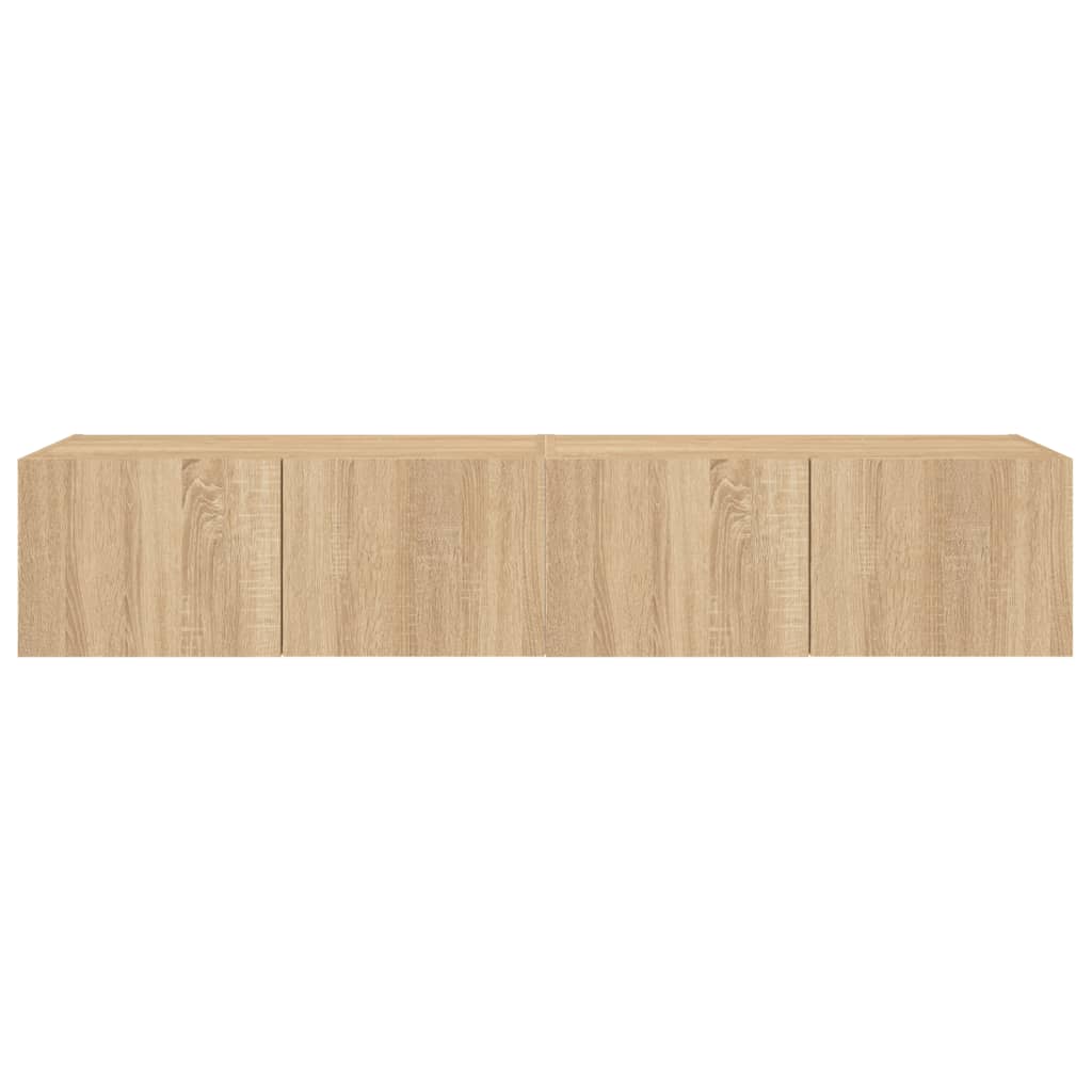 Tv-wandmeubels met LED 2 st 80x35x31 cm sonoma eikenkleurig is nu te koop bij PeponiXL, paradijselijk wonen!