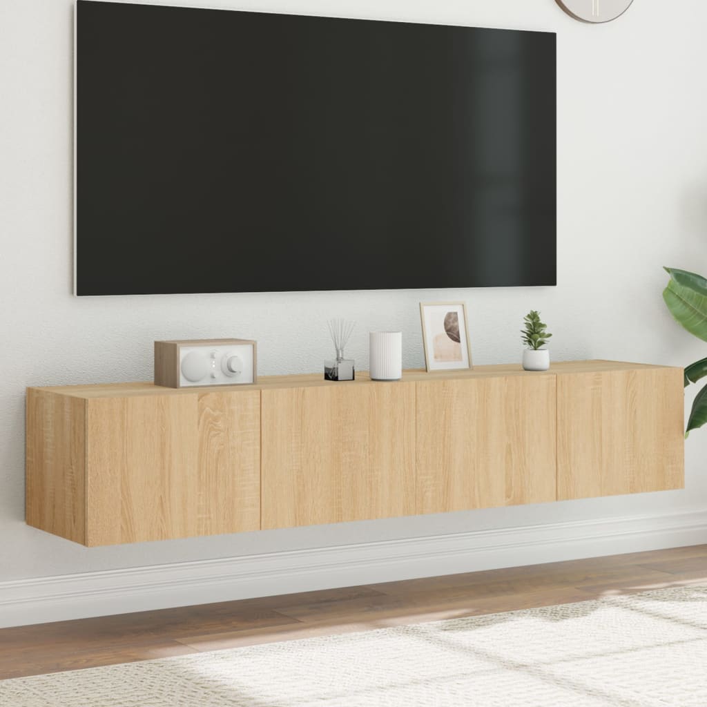 Tv-wandmeubels met LED 2 st 80x35x31 cm sonoma eikenkleurig is nu te koop bij PeponiXL, paradijselijk wonen!
