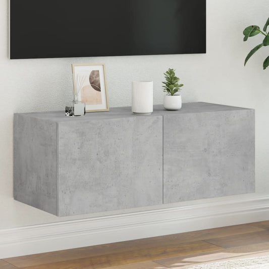 Tv-wandmeubel met LED-verlichting 80x35x31 cm betongrijs is nu te koop bij PeponiXL, paradijselijk wonen!