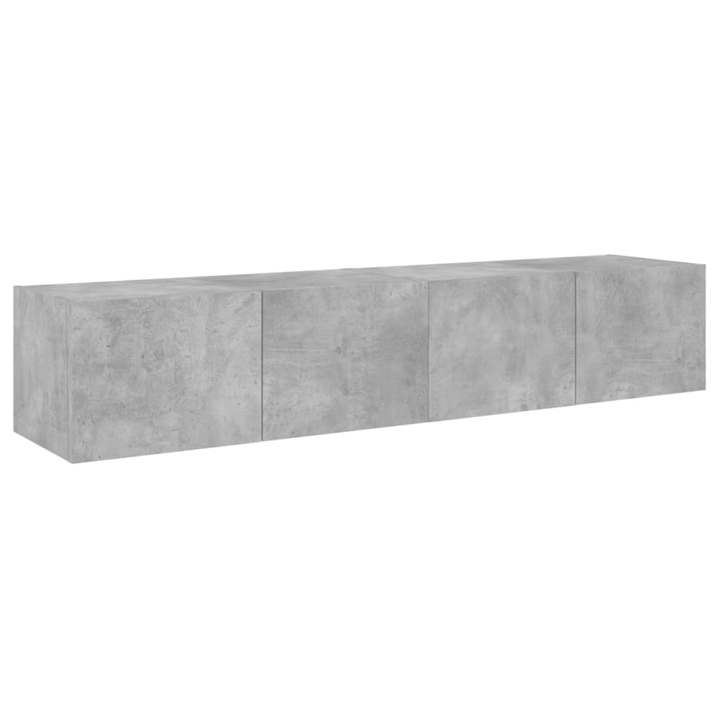 Tv-wandmeubels met LED-verlichting 2 st 80x35x31 cm betongrijs is nu te koop bij PeponiXL, paradijselijk wonen!