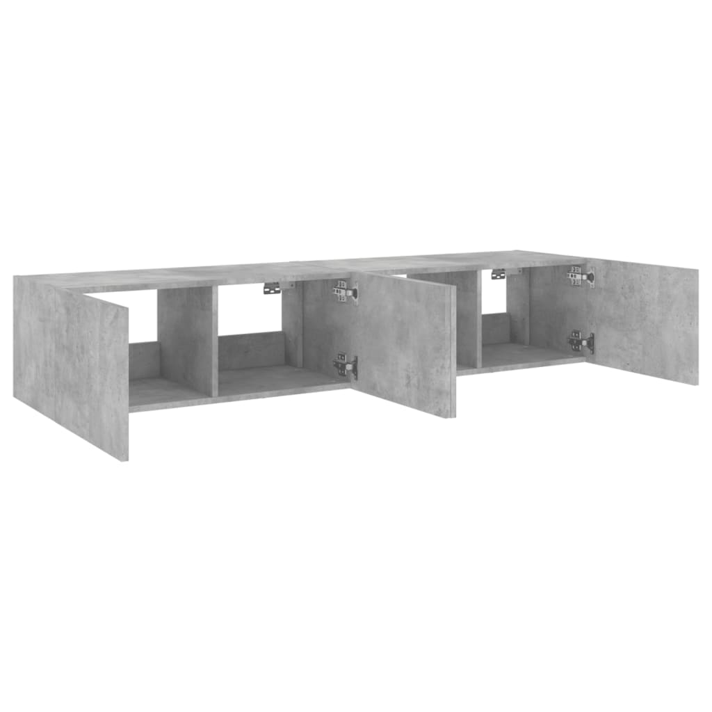Tv-wandmeubels met LED-verlichting 2 st 80x35x31 cm betongrijs is nu te koop bij PeponiXL, paradijselijk wonen!