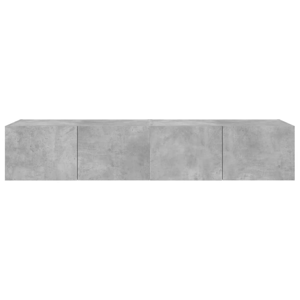 Tv-wandmeubels met LED-verlichting 2 st 80x35x31 cm betongrijs is nu te koop bij PeponiXL, paradijselijk wonen!