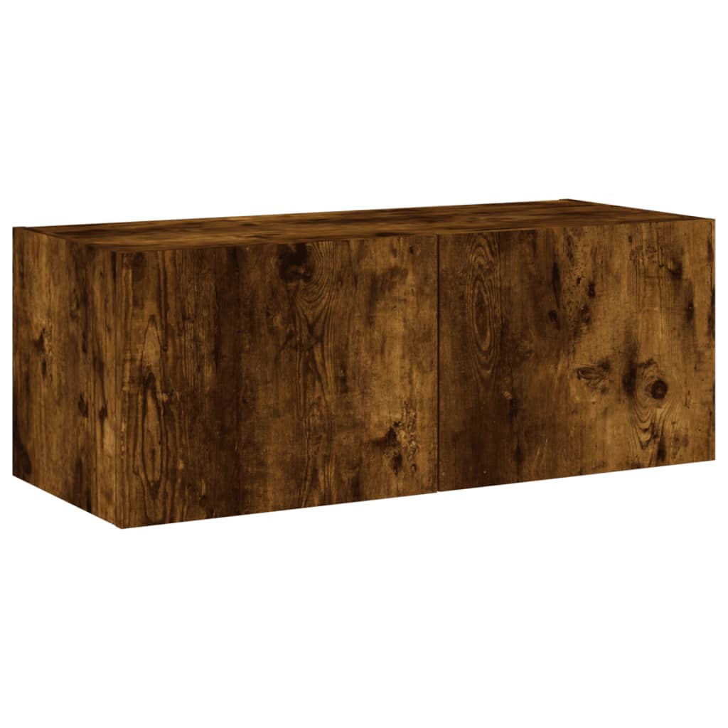 Tv-wandmeubel met LED-verlichting 80x35x31 cm gerookt eiken is nu te koop bij PeponiXL, paradijselijk wonen!