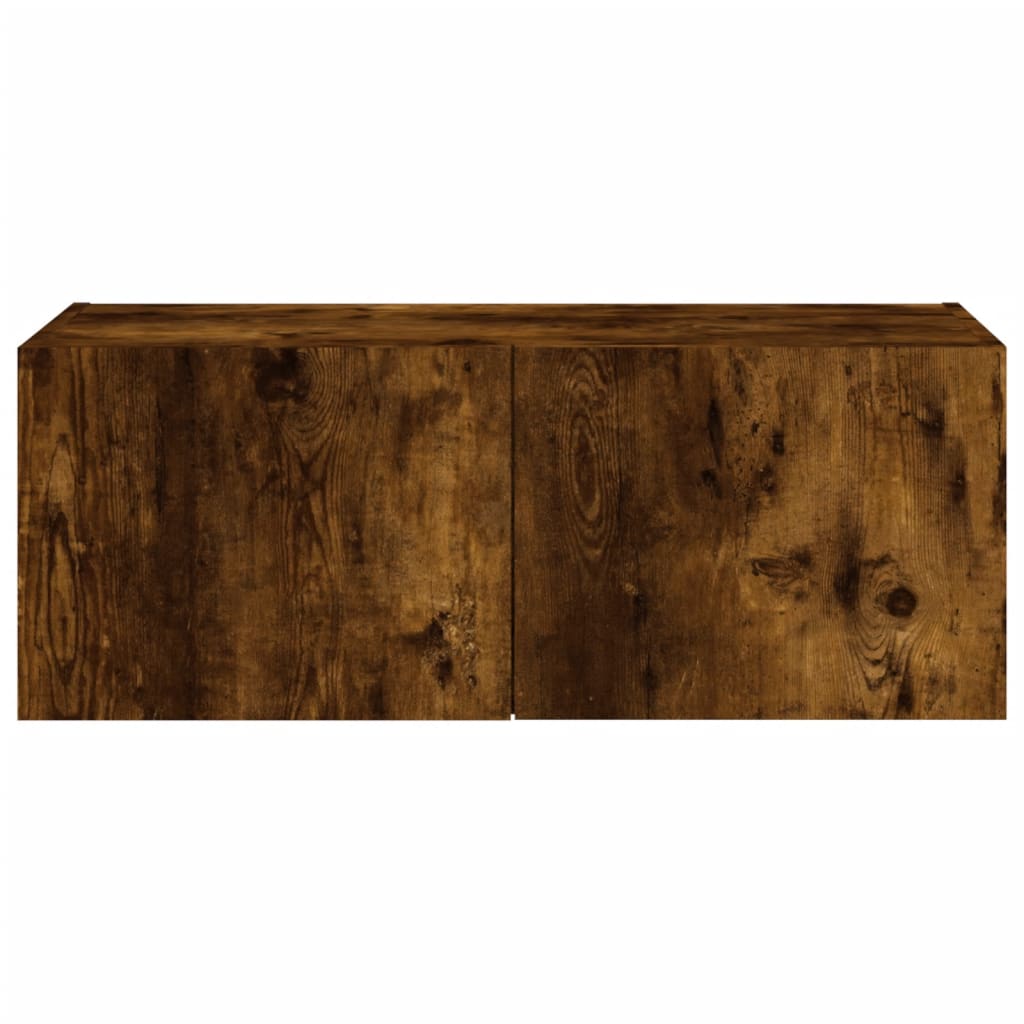 Tv-wandmeubel met LED-verlichting 80x35x31 cm gerookt eiken is nu te koop bij PeponiXL, paradijselijk wonen!