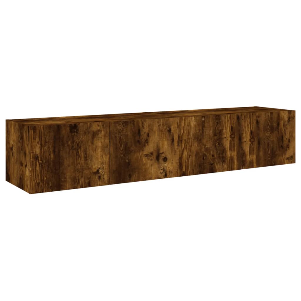 Tv-wandmeubels met LED 2 st 80x35x31 cm gerookt eikenkleurig is nu te koop bij PeponiXL, paradijselijk wonen!