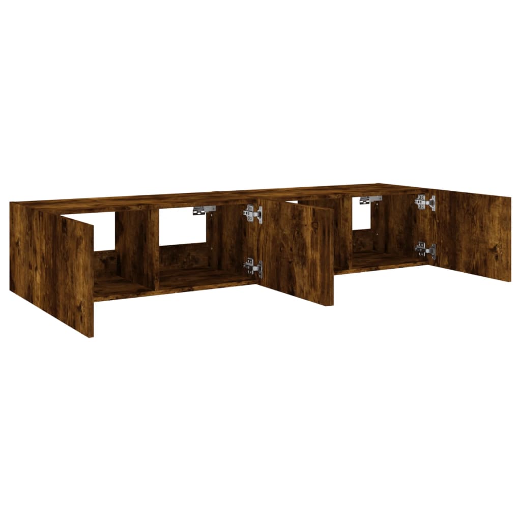 Tv-wandmeubels met LED 2 st 80x35x31 cm gerookt eikenkleurig is nu te koop bij PeponiXL, paradijselijk wonen!