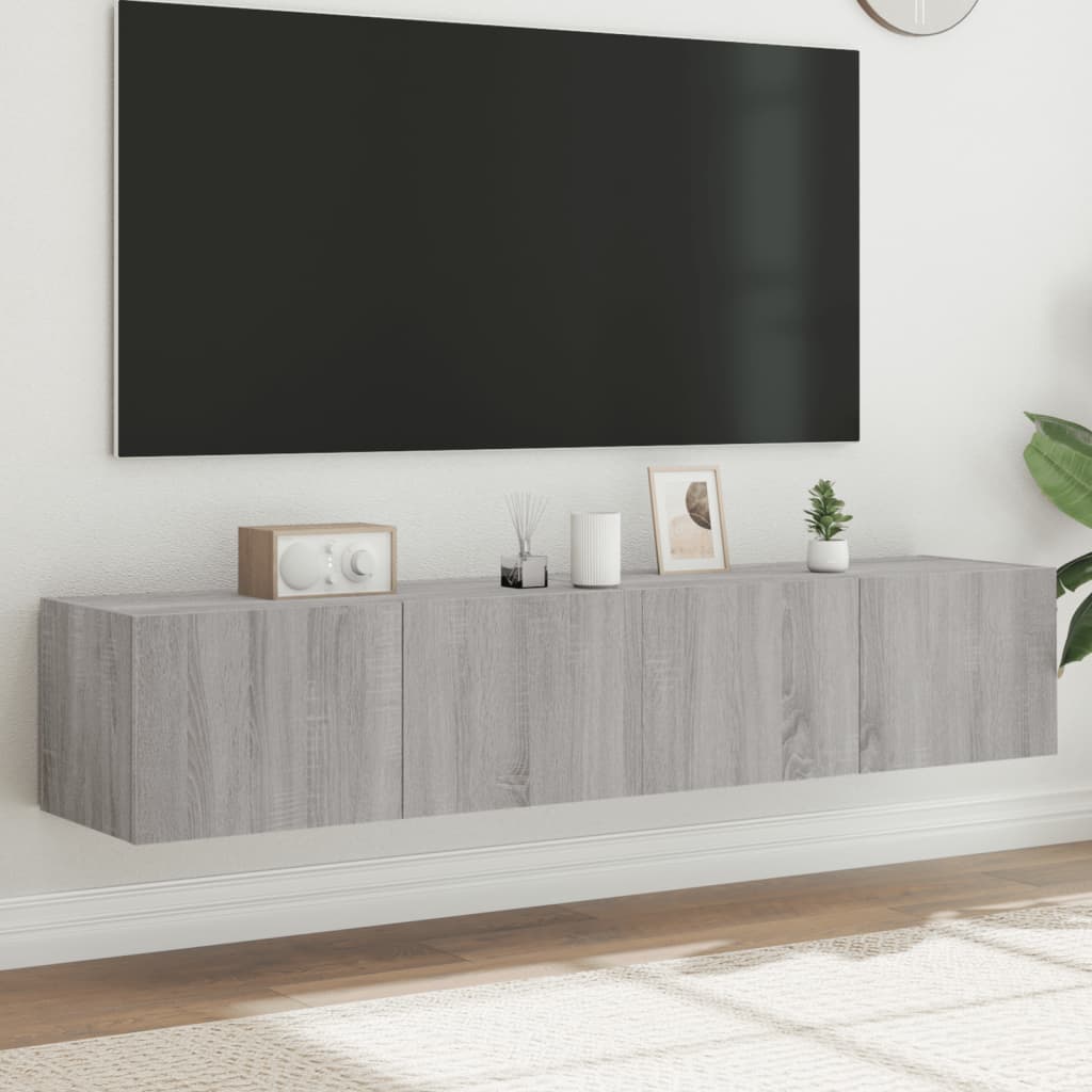 Tv-wandmeubels met LED 2 st 80x35x31 cm grijs sonoma is nu te koop bij PeponiXL, paradijselijk wonen!