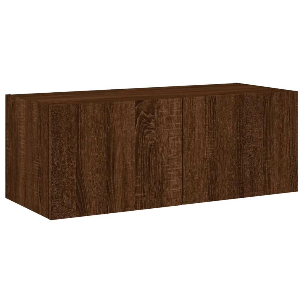 Tv-wandmeubel met LED-verlichting 80x35x31 cm bruin eikenkleur is nu te koop bij PeponiXL, paradijselijk wonen!