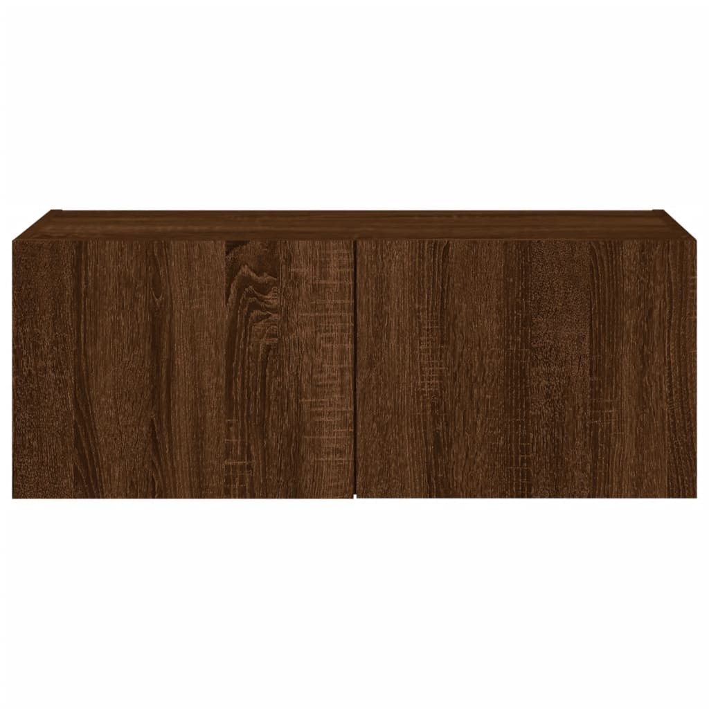 Tv-wandmeubel met LED-verlichting 80x35x31 cm bruin eikenkleur is nu te koop bij PeponiXL, paradijselijk wonen!