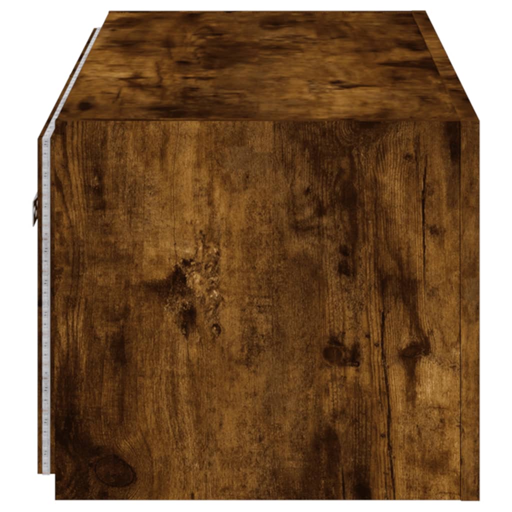 Tv-wandmeubel met LED-verlichting 100x35x31 cm gerookt eiken is nu te koop bij PeponiXL, paradijselijk wonen!