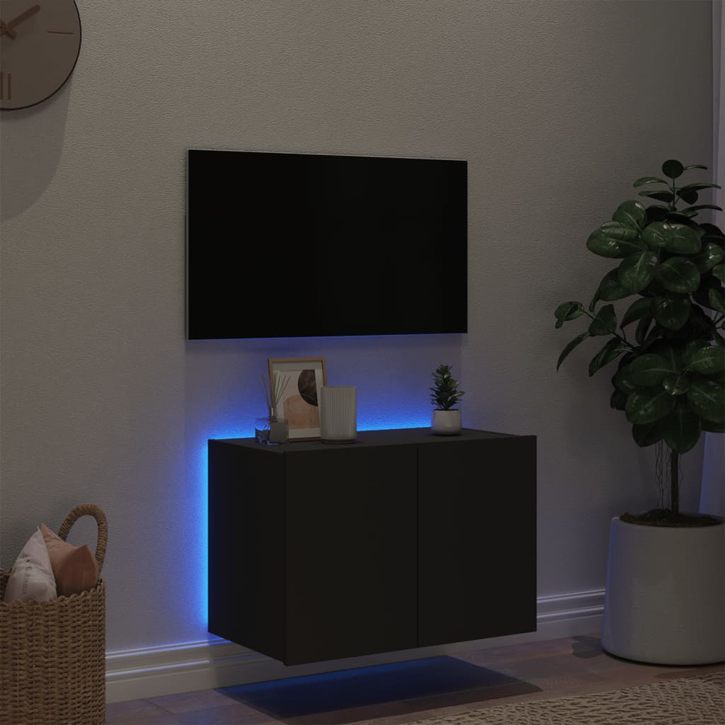 Tv-wandmeubel met LED-verlichting 60x35x41 cm zwart is nu te koop bij PeponiXL, paradijselijk wonen!