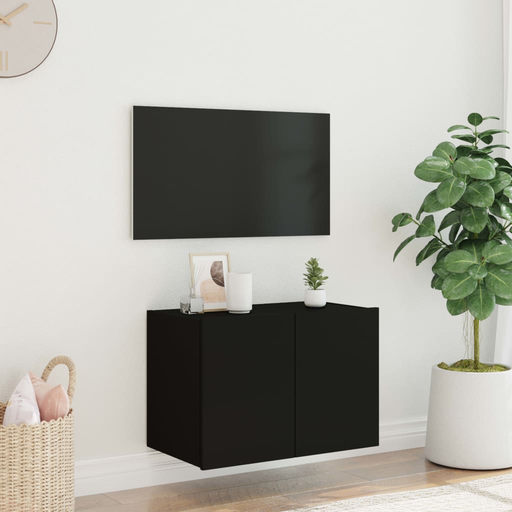 Tv-wandmeubel met LED-verlichting 60x35x41 cm zwart is nu te koop bij PeponiXL, paradijselijk wonen!
