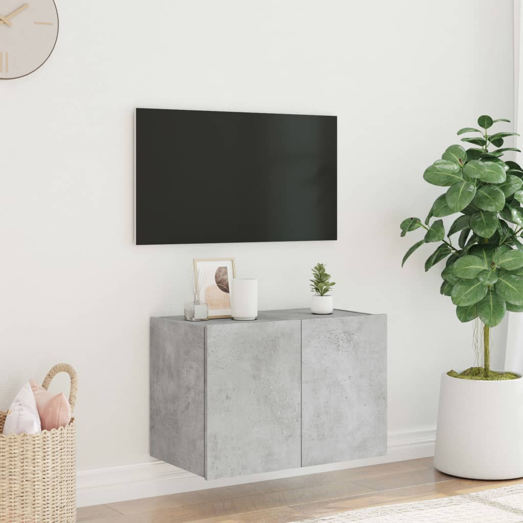 Tv-wandmeubel met LED-verlichting 60x35x41 cm betongrijs is nu te koop bij PeponiXL, paradijselijk wonen!