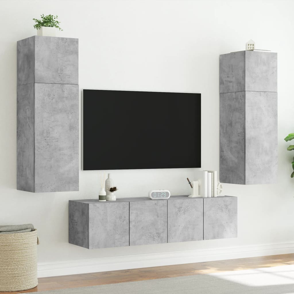 Tv-wandmeubel met LED-verlichting 60x35x41 cm betongrijs is nu te koop bij PeponiXL, paradijselijk wonen!