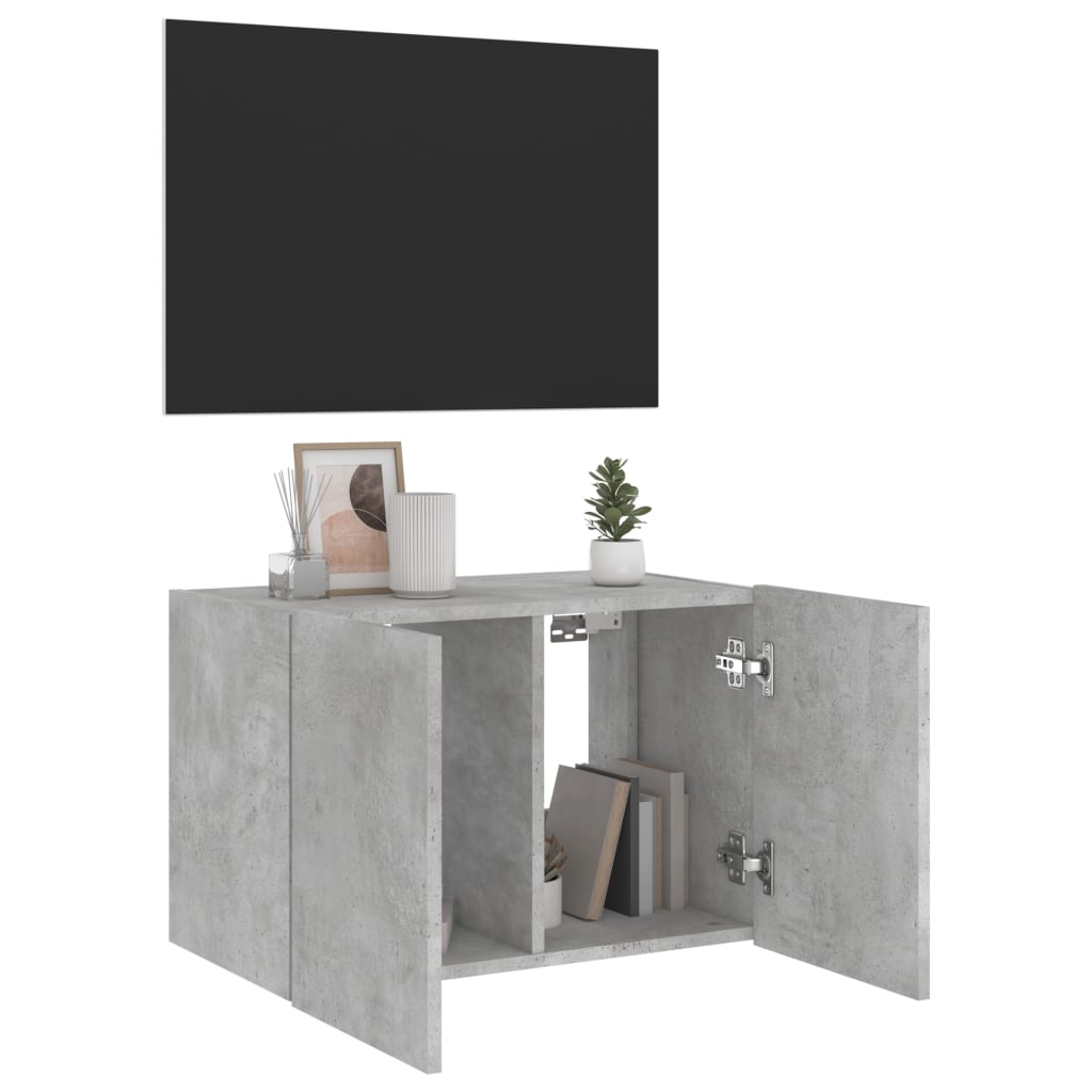 Tv-wandmeubel met LED-verlichting 60x35x41 cm betongrijs is nu te koop bij PeponiXL, paradijselijk wonen!