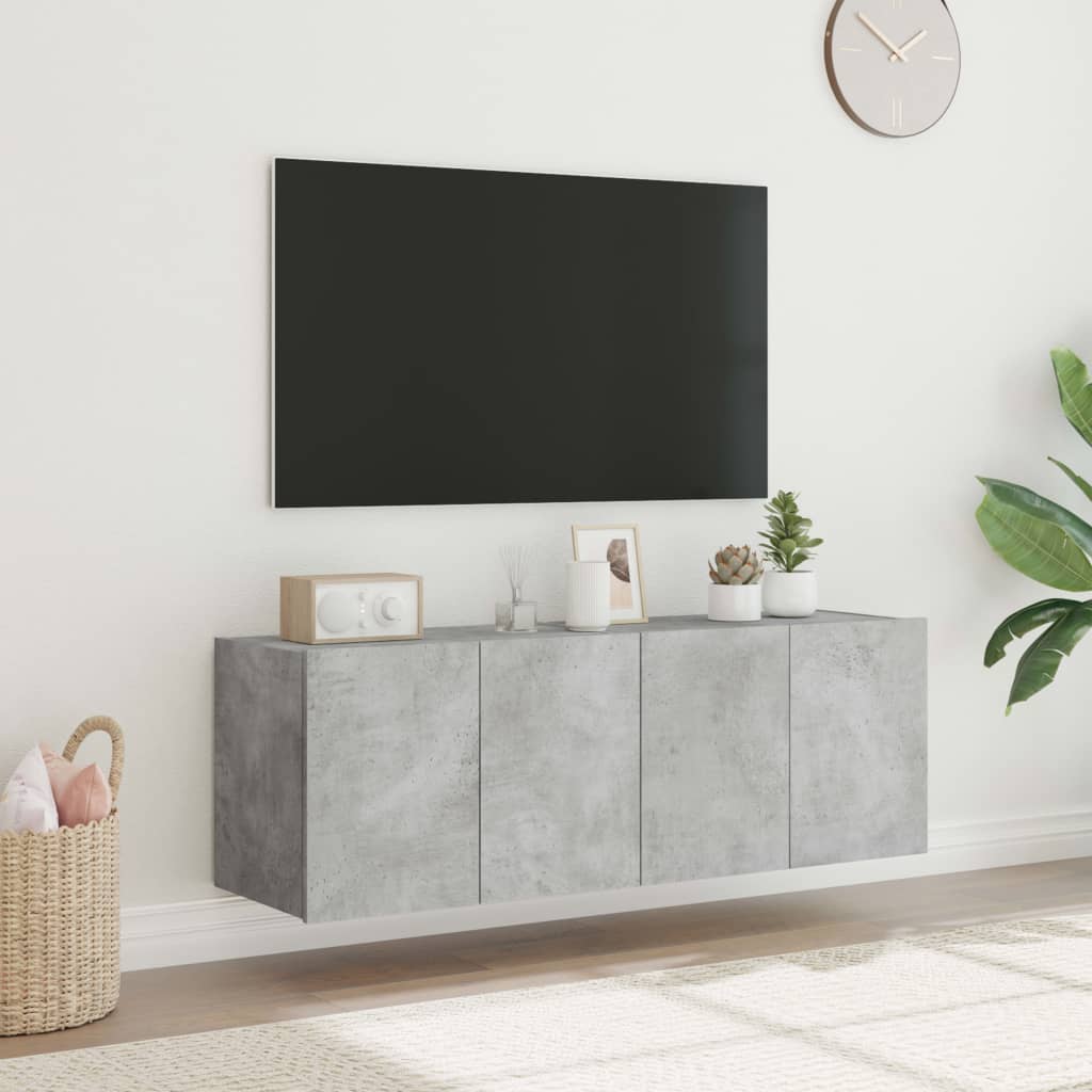 Tv-wandmeubels met LED-verlichting 2 st 60x35x41 cm betongrijs is nu te koop bij PeponiXL, paradijselijk wonen!